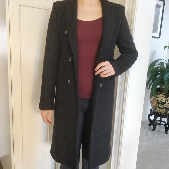 ZARA 75% wool black coat double breasted - Picture 11 of 13